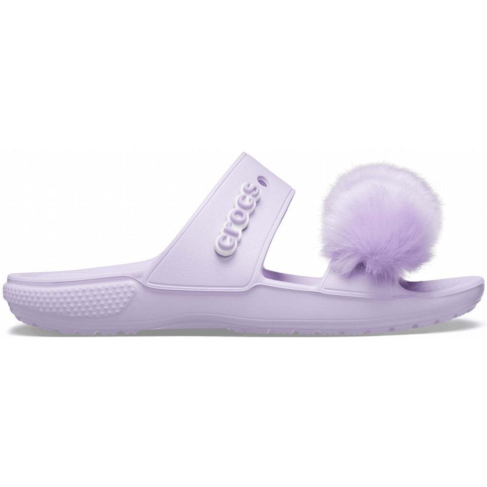 Purple Men's Crocs Classic Fur Sure Sandals | NZ 1249QMAZ